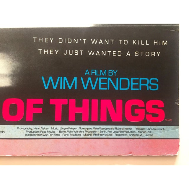 Paper Vintage 1982 "The State of Things " Wim Wenders Original Movie Memorabilia Large Film Poster For Sale - Image 7 of 9
