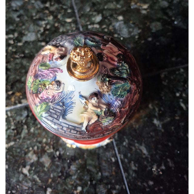Vintage Italian Capodimonte Porcelain Musical Carousel Cigarette & Lipstick Dispenser (Jg) For Sale - Image 4 of 9
