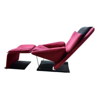 Set of Reclining Chair and Ottoman by Vittorio Introini for Saporiti Italia, 1970s For Sale