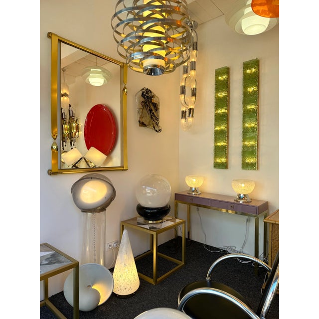 Large Contemporary Pair of Brass Green Gold Leaf Murano Glass Sconces, Italy For Sale - Image 4 of 13