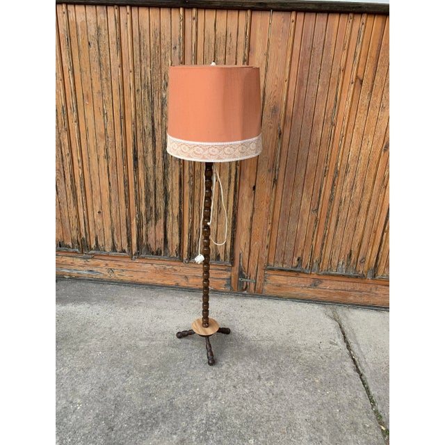 Mid-Century Floor Lamp with Coral Shade, 1950s For Sale - Image 4 of 9