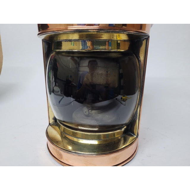 Awesome polished cooper ships lantern by Davey of London. With brass stern badge, lens bezel, makers badge and carry...