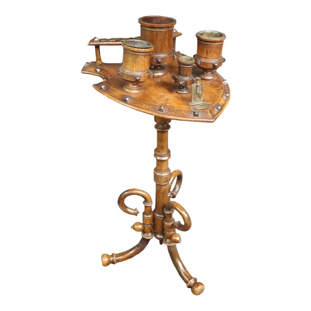 Bentwood Arts & Crafts Quarter-Sawn Oak Smokestand For Sale