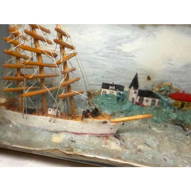 Rare Antique 19th Century Handmade Folk Art Sailboat Ship in Bottle Sculpture For Sale - Image 9 of 17