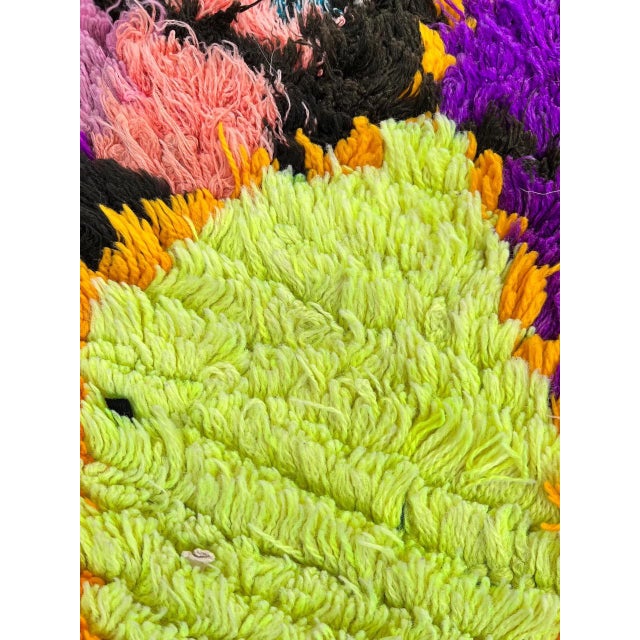 Colored Yellow Traditional Berber Moroccan Cotton Rug For Sale - Image 6 of 9