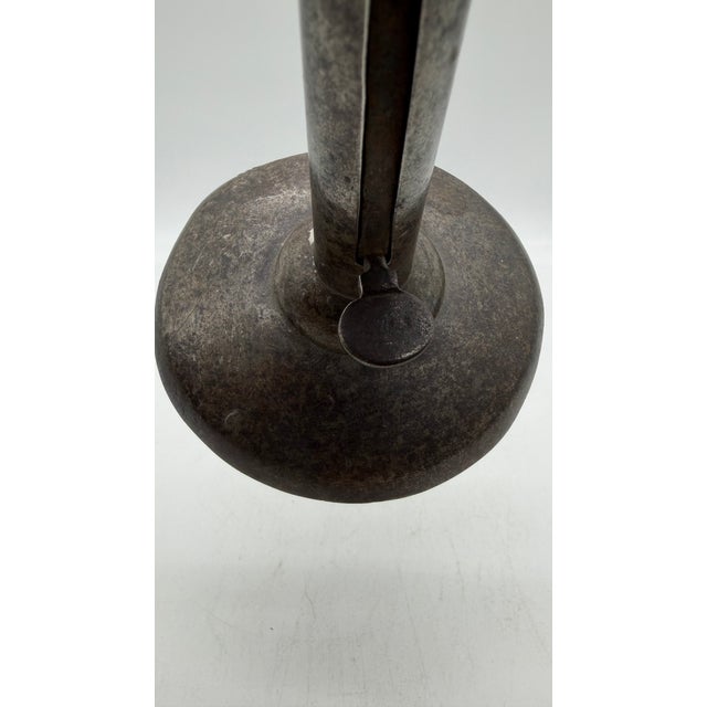 Early 19th Century A Antique Pennsylvania Folk Art Iron and Brass Hog Scraper Candle Stick, Circa 1830's For Sale - Image 5 of 16