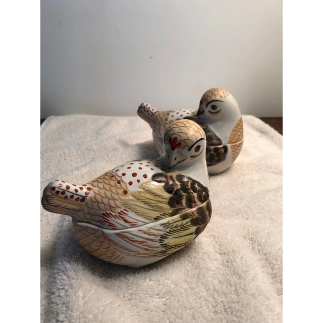 1980s Italian Porcelain Hand Painted Bird Form Boxes - a Pair For Sale - Image 11 of 11