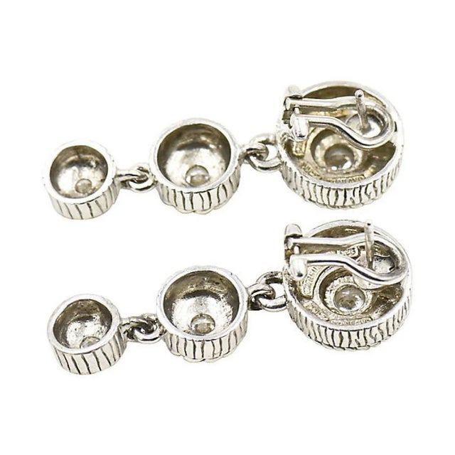 Late 20th Century CZ Sterling Silver Dangling Drop Earrings - 2 Pieces For Sale - Image 5 of 6