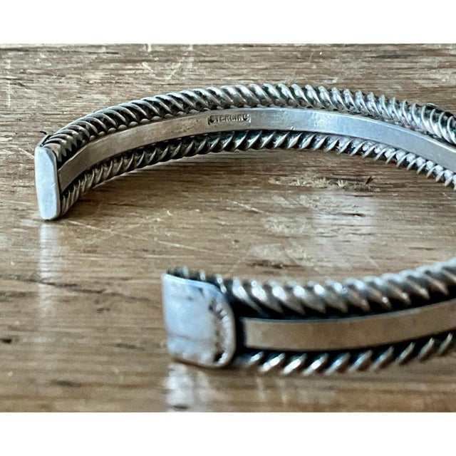 Vintage Navajo Turquoise Sterling Silver Cuff For Sale - Image 9 of 12