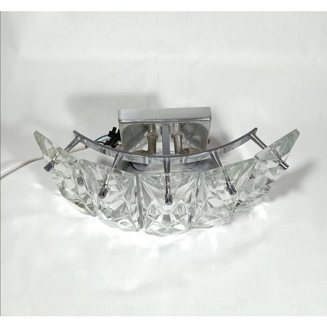 Metal Mid-Century Art Deco Modern Crystal and Chrome Wall Light from Kinkeldey, 1980s For Sale - Image 7 of 11
