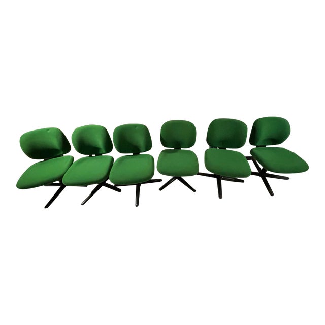 1980s Mid-Century Kelly Green Knoll Office Chairs - Set of 6