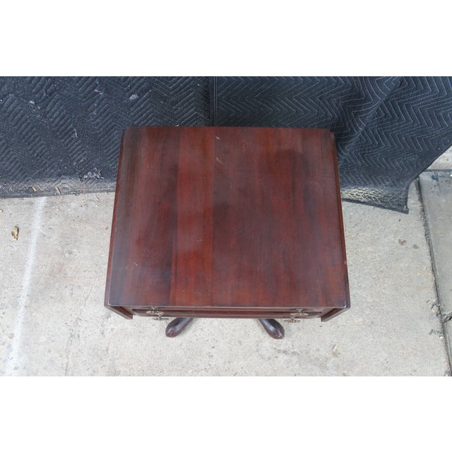 Antique American Empire Mahogany Drop Leaf Parlor Work Table Sewing Stand Chest For Sale - Image 12 of 16