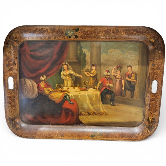 Victorian Toleware Narrative Tray attributed to H. Meeson For Sale - Image 11 of 11