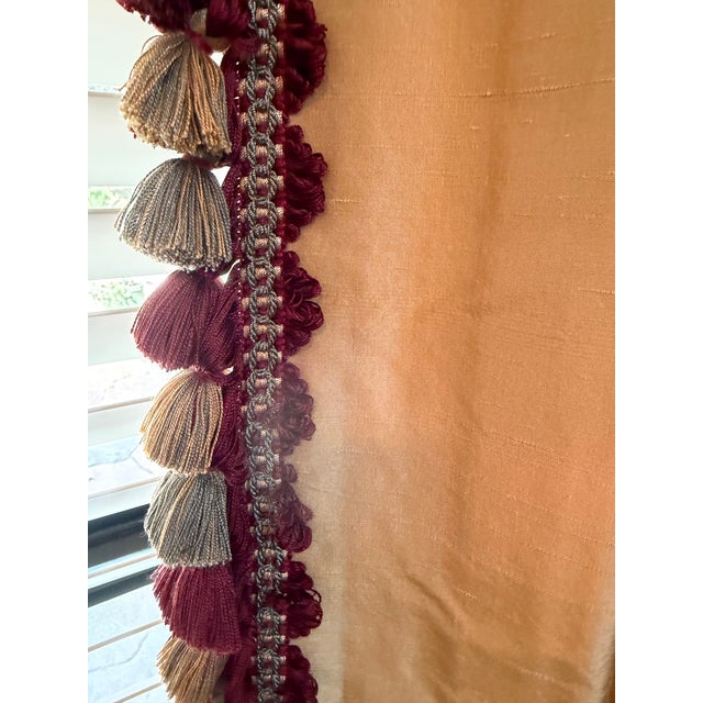 5 Drapery Panels Horchow/Neiman Marcus Silk Dupioni Gold With Custom Tassel Trim For Sale - Image 10 of 11