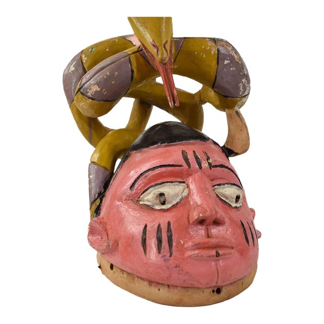 Early 20th Century Yoruba Gelede Mask with Snake Nigeria For Sale