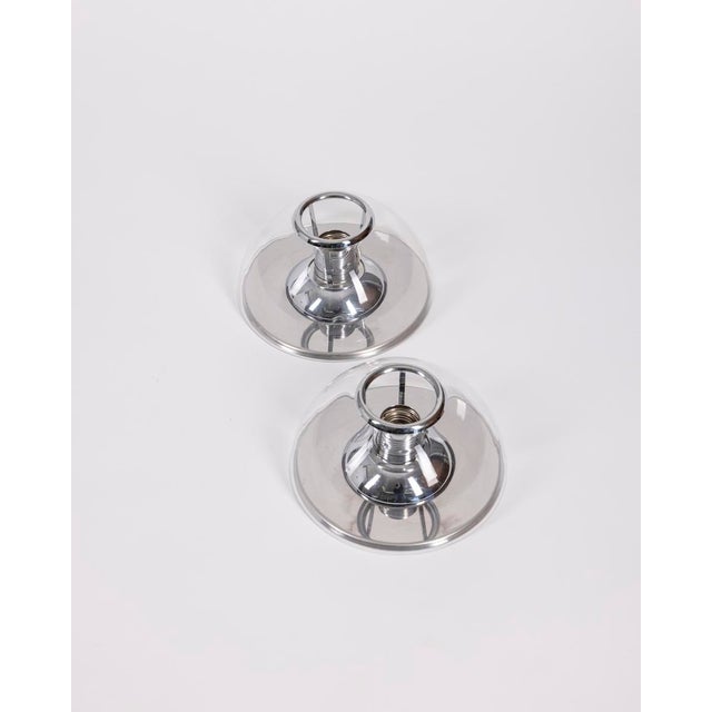 Modern Vintage Italian Wall Lamps in Metal and Glass, 1980s, Set of 2 For Sale - Image 3 of 10