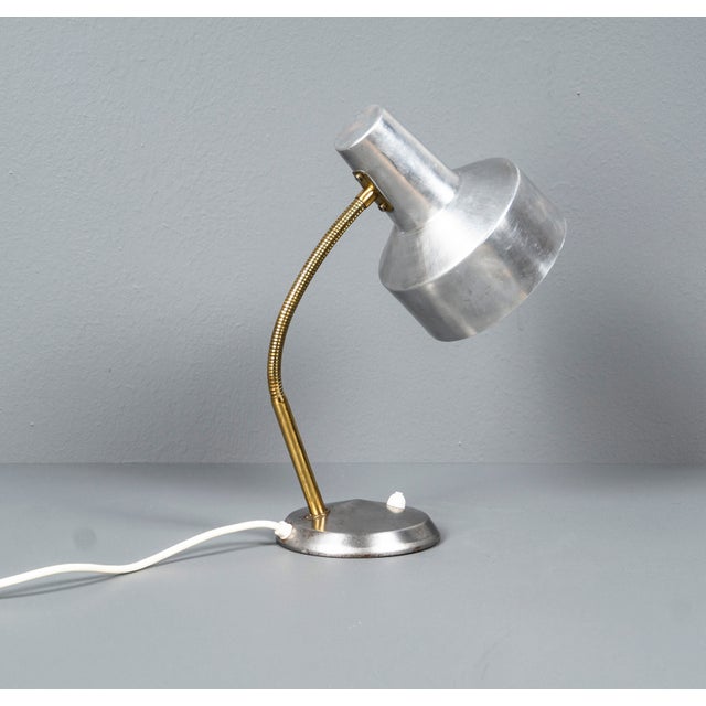 Bauhaus German Bauhaus Kaiser Idell Style Desk Lamp in Silver & Gold With Swan Neck, 1950s For Sale - Image 3 of 18