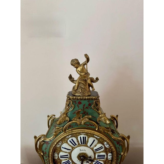 Metal Antique French Ormolu Mantle Clock, 1860 For Sale - Image 7 of 10
