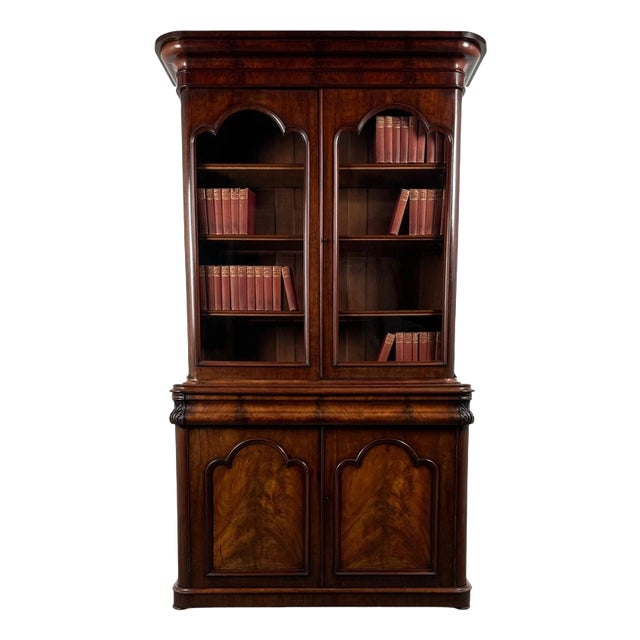 Antique English Mahogany Bookcase, 1800s For Sale