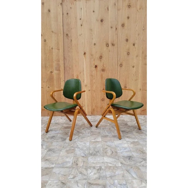 Thonet Mid Century Modern Plywood Dining Chairs by Joe Atkinson for Thonet for Reupholstery - Set of 4 For Sale - Image 4 of 9
