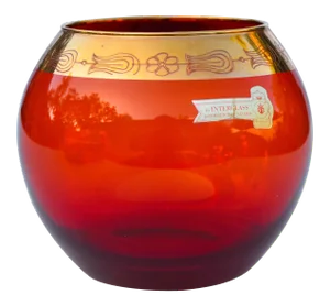 Vintage Red & Gold Glass Centerpiece