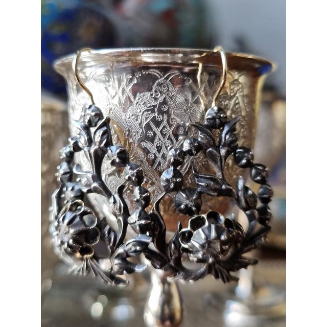 Georgian Diamond Drop Earrings in Silver and 18 Karat Gold, Set of 2 For Sale - Image 11 of 13