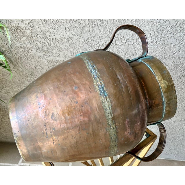 Late 19th-Century Belly Amphora-Shape Double-Handled Cramp Seam Copper Vessel For Sale - Image 17 of 18