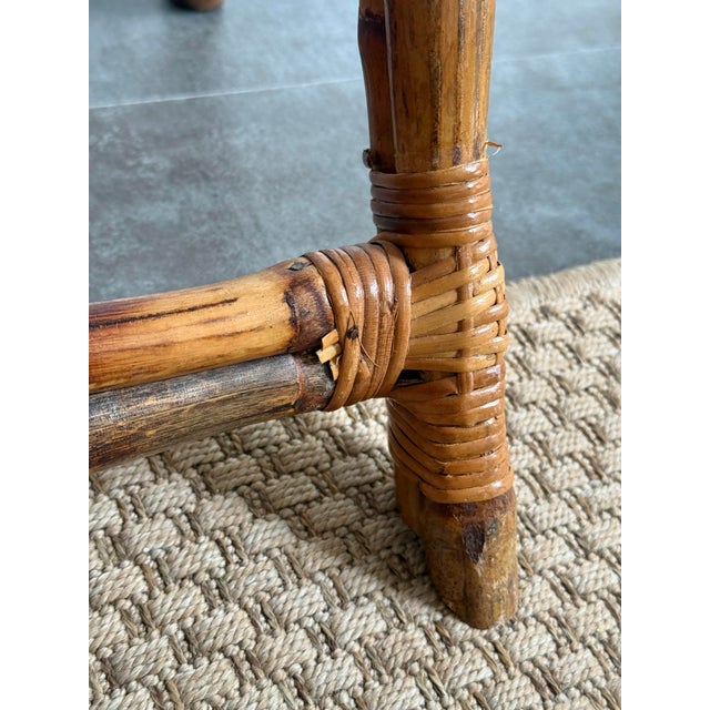 Wood Vintage Bamboo and Wicker Folding Rack For Sale - Image 7 of 11