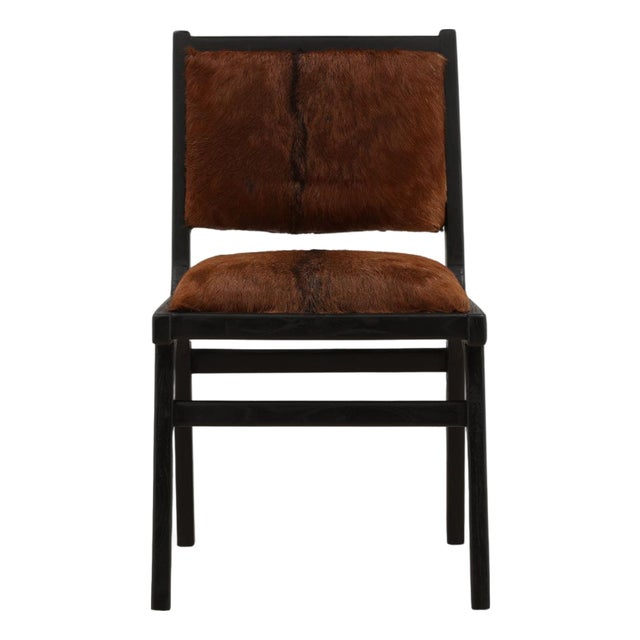 Rustic Modern Chestnut Hide Dining Chair For Sale