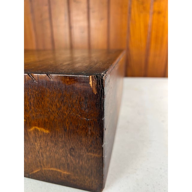 Antique Globe Tiger Oak Wood File Index Card Cabinet 2 Drawer For Sale - Image 10 of 11