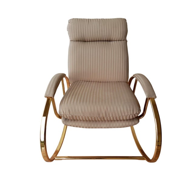Rocking Chair in Brass and Fabric by Guido Faleschini, 1970s For Sale - Image 15 of 15