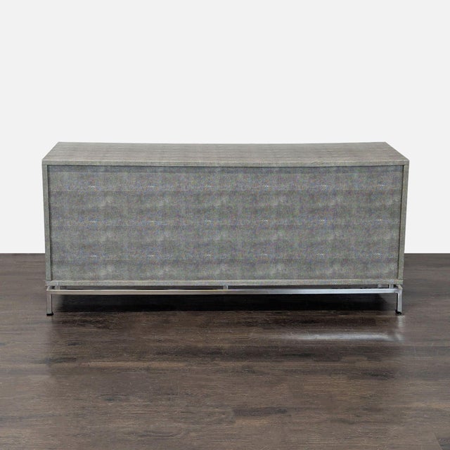 Cb2 Shagreen Modern Grey 4-Drawer Dresser With Metal Base For Sale In San Francisco - Image 6 of 11