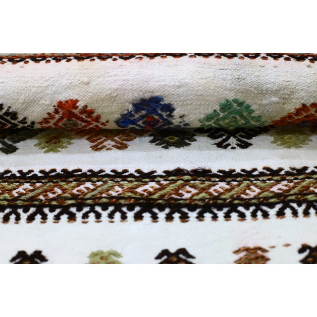 Textile 1950s Cabin Style Turkish Hand Knotted Striped Kilim Rug For Sale - Image 7 of 10