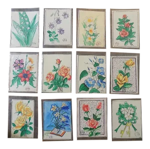Original Vintage Mid 20th C. Watercolors-Floral Still Life-E. Pell-Set of 12