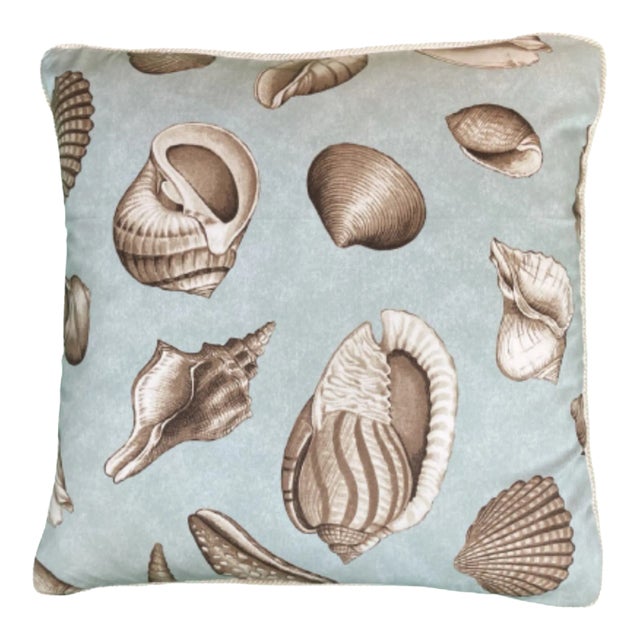 Shell Collector Surf Green Decorative Decorative Pillow With Down Feather Insert For Sale