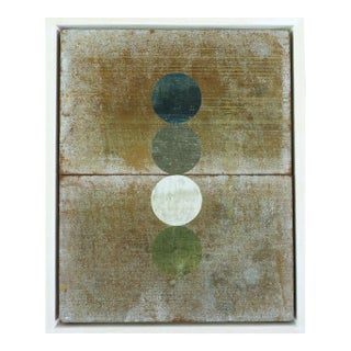 Contemporary 'Geometric Collage in Sandstone' Original Mixed Media Painting by British Artist Dave Boyd, Framed For Sale