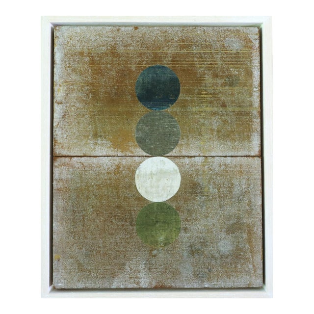 Contemporary 'Geometric Collage in Sandstone' Original Mixed Media Painting by British Artist Dave Boyd, Framed For Sale