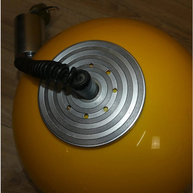 Silver Pendulum Pendant Lamp in Yellow Plastic, 1970s For Sale - Image 8 of 13