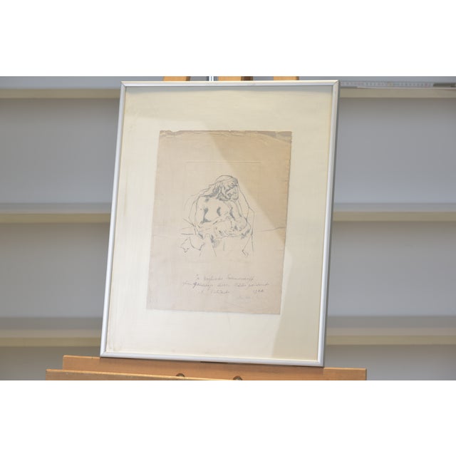 Mother * Child, Abraham Palukst, Berlin, 1922, Framed Etching with Dedication For Sale - Image 6 of 8