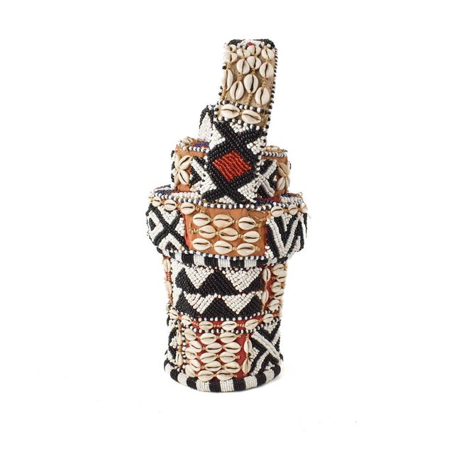 Early 20th Century Early 20th Century Kuba Royal Beaded Basket For Sale - Image 5 of 7