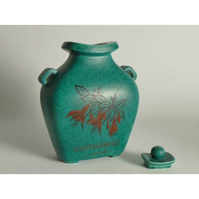 Art Deco Green Lidded Vase by Wilhelm Kåge for Gustavsberg, 1956 For Sale - Image 3 of 18