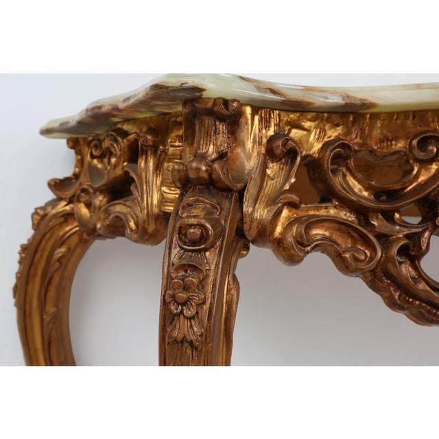 Wood Louis XV Style Console with Marble Top, France, 1970s For Sale - Image 7 of 17