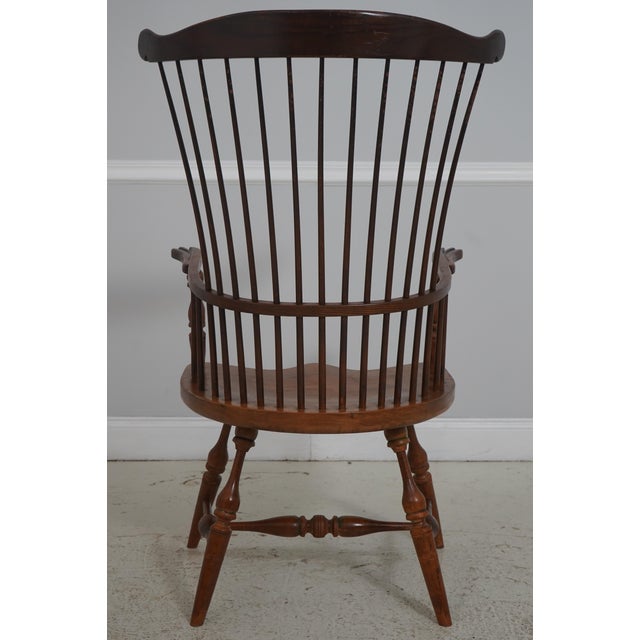 Pair of Frederick Duckloe Colonial Cherry & Oak Windsor Chairs For Sale - Image 4 of 18