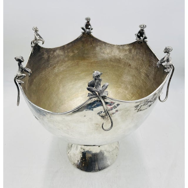 1980s Emilia Castillo, Silver-Plated "Monkey" Punch Bowl, Mexican Modernism For Sale In Los Angeles - Image 6 of 18