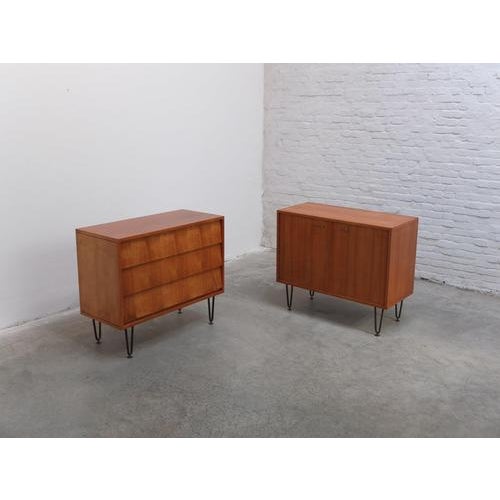 Honey Colored Cabinets by Alfred Hendrickx for Belform, 1950s, Set of 2 For Sale - Image 5 of 18