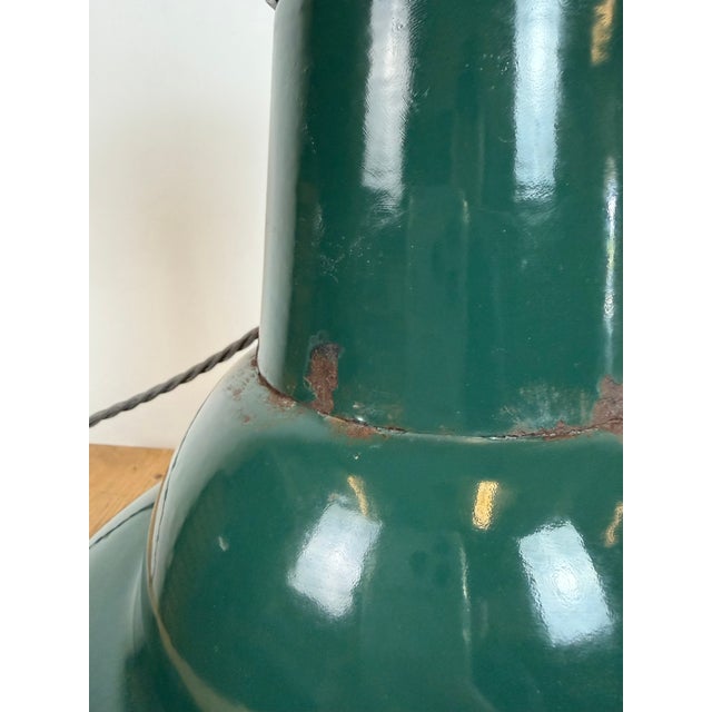 Industrial French Petrol Enamel Pendant Lamp from Sammode, 1950s For Sale - Image 14 of 18