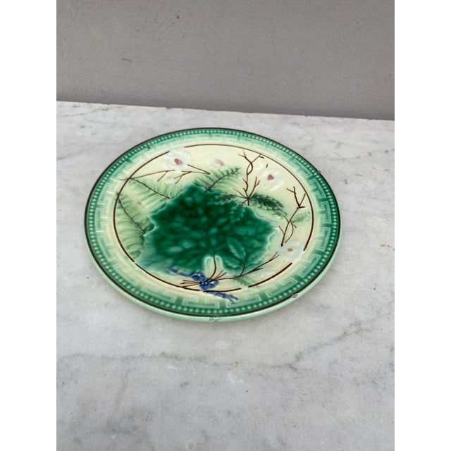 Late 19th Century German Majolica Leaf Plate Zell Circa 1890 For Sale - Image 5 of 7