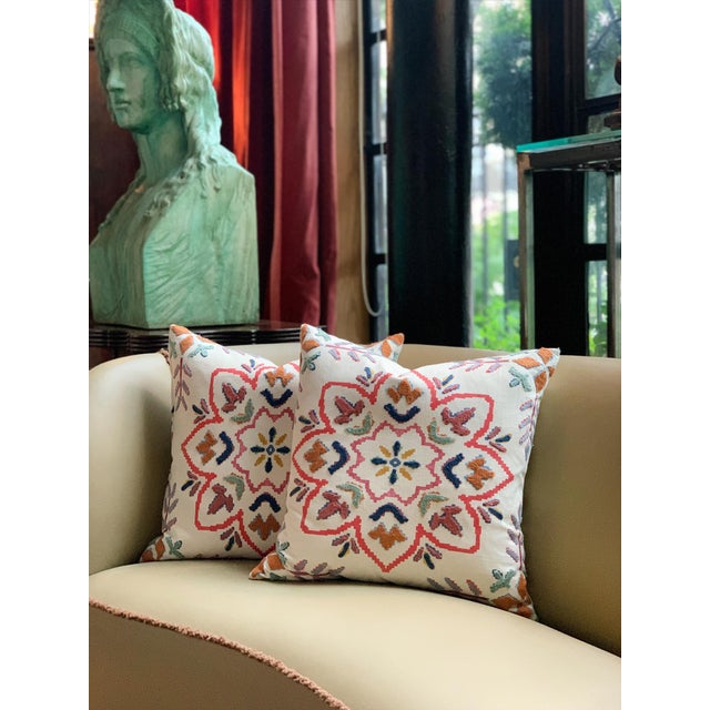 Custom Pillows in Jane Churchill Chintal Embroidered Fabric - A Pair For Sale - Image 13 of 13