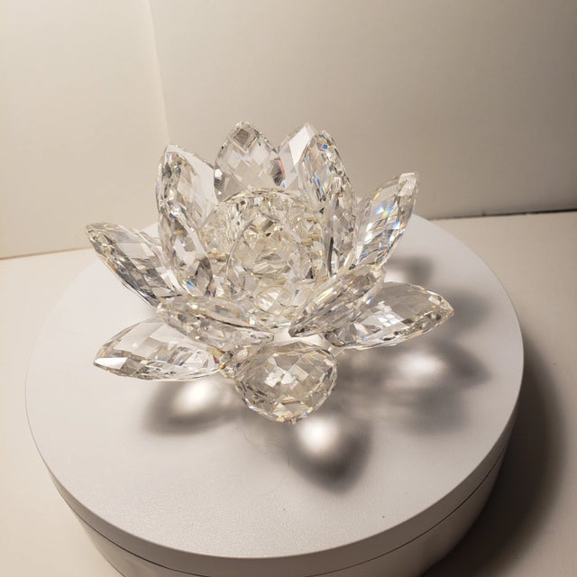 Swarovski Vintage Silver Crystal Lotus Water Lily Flower Candle Holder Oh, the Sparkle !!! Quantity 2 Available !!! Medium...