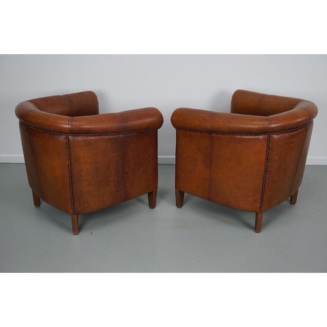 Vintage Dutch Cognac Colored Leather Club Chairs, Set of 2 For Sale - Image 12 of 18
